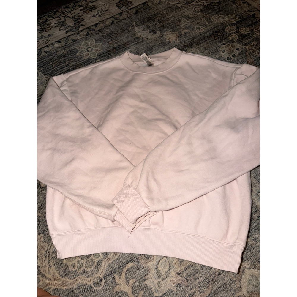 Skims Light Pink Crewneck Long Sleeve Cotton Fleece